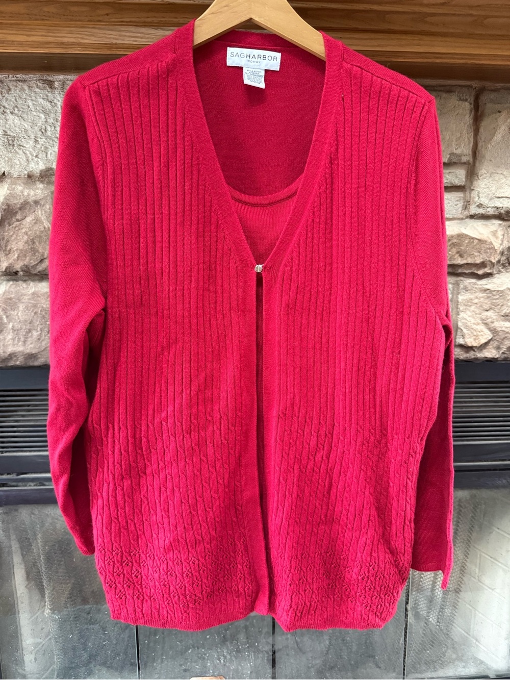 Sag Harbor Women's Red Layered Knit Sweater
